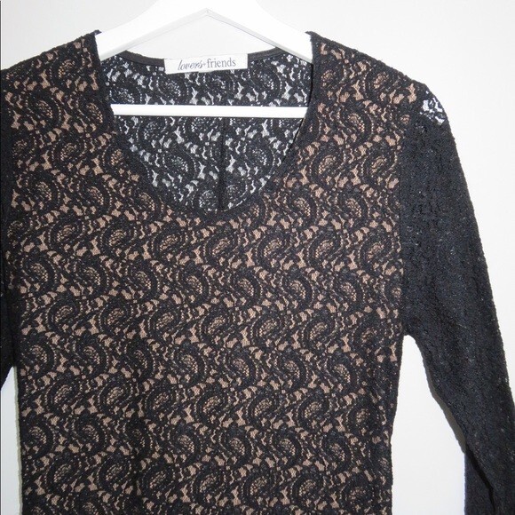 Lovers + Friends Dress Black Sway Bodycon Lace Fitted Mini Cocktail Cut Out - Picture 2 of 10